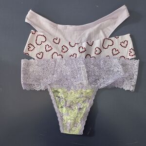 Assortment of 3 Victoria's Secret PINK Panties Size XXL in Lavender Thong Lace